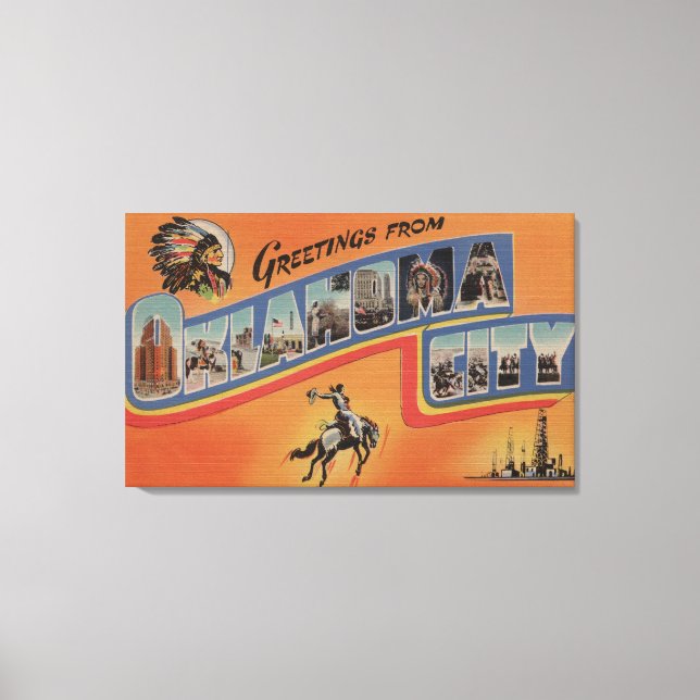 Oklahoma City, Oklahoma - Large Letter Scenes Canvas Print (Front)