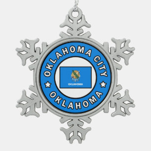 Oklahoma City Oklahoma Snowflake Pewter Christmas Ornament