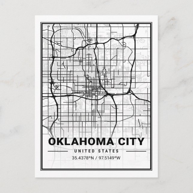 Oklahoma City Oklahoma USA Travel City Map Postcard (Front)