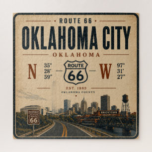Oklahoma City Route 66 Coordinates Roadtrip Jigsaw Puzzle