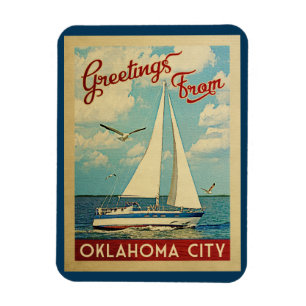 Oklahoma City Sailboat Vintage Travel Oklahoma Magnet