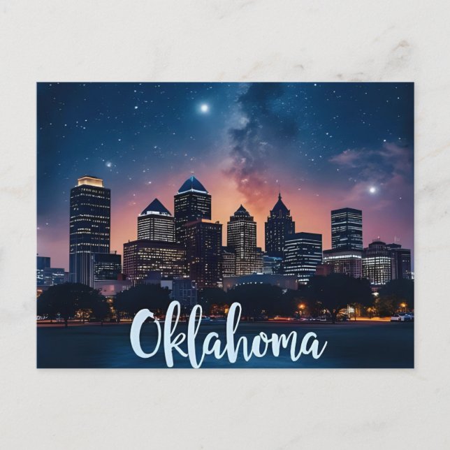 Oklahoma City Skyline at Night | Modern Cityscape  Postcard (Front)