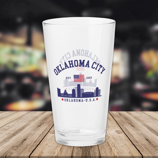 Oklahoma City Skyline Beer Glass with U.S. Flag  (Creator Uploaded)