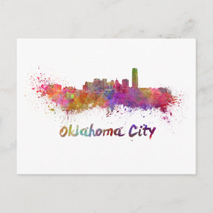Oklahoma City skyline in watercolor Postcard