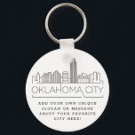 Oklahoma City Stylised Skyline | Custom Slogan Key Ring<br><div class="desc">A unique key chain representing the beautiful city of Oklahoma City.  
This keychain features a stylised illustration of the city's unique skyline with its name underneath.
Underneath the city name is a spot for your unique slogan or statement about your favourite city.</div>