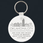 Oklahoma City Stylised Skyline | Custom Slogan Key Ring<br><div class="desc">A unique key chain representing the beautiful city of Oklahoma City.  
This keychain features a stylised illustration of the city's unique skyline with its name underneath.
Underneath the city name is a spot for your unique slogan or statement about your favourite city.</div>