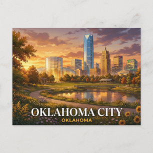 Oklahoma City Travel Postcard Skyline Souvenir