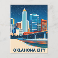 Oklahoma City water colour skyline