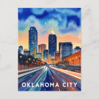 Oklahoma City water colour skyline