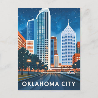 Oklahoma City water colour skyline Postcard