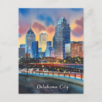 Oklahoma City water colour skyline