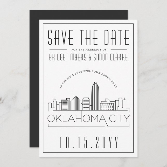 Oklahoma City Wedding | Skyline Save the Date Invitation (Front/Back)