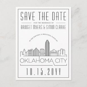 Oklahoma City Wedding Skyline Save the Date Postcard