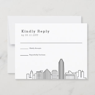 Oklahoma City Wedding   Stylised Skyline RSVP Card