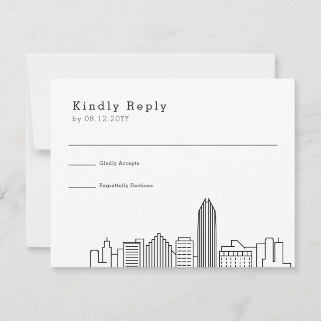 Oklahoma City Wedding | Stylized Skyline RSVP Card (Front)