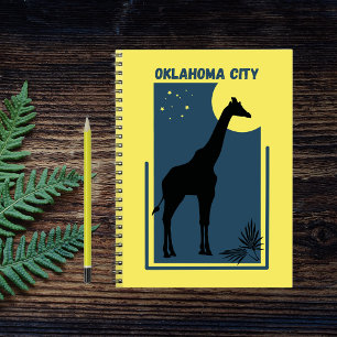 Oklahoma City Zoo Park Vintage Giraffe Yellow Blue Notebook