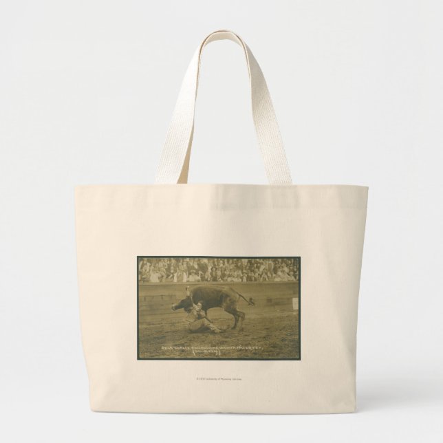 Oklahoma Culy bulldogging. Large Tote Bag (Front)
