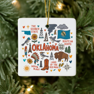 Oklahoma Custom Family Trip Christmas Ceramic Ornament