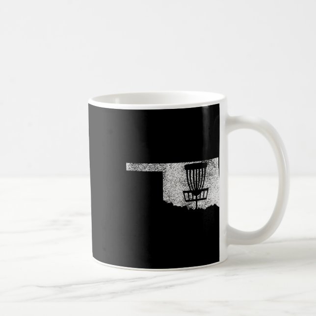 Oklahoma Disc Golf State With Basket Distressed Gr Coffee Mug (Right)