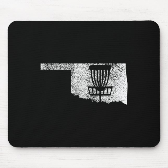 Oklahoma Disc Golf State With Basket Distressed Gr Mouse Pad (Front)