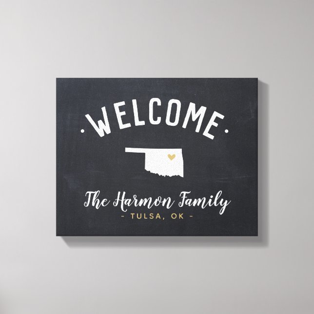 Oklahoma Family Monogram Welcome Sign (Front)