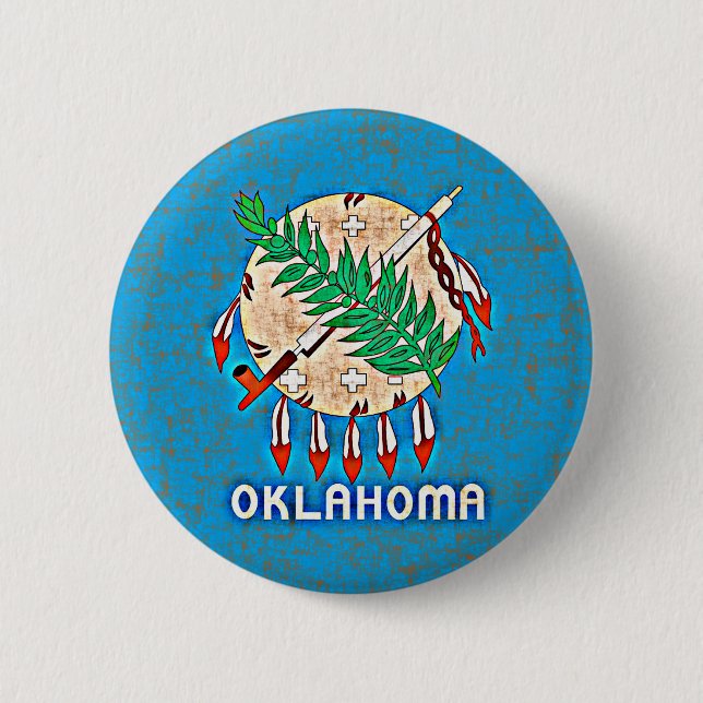 OKLAHOMA FLAG 6 CM ROUND BADGE (Front)