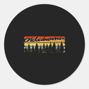 Oklahoma Forest Sunset Trees Cabin Theme Souvenir Classic Round Sticker