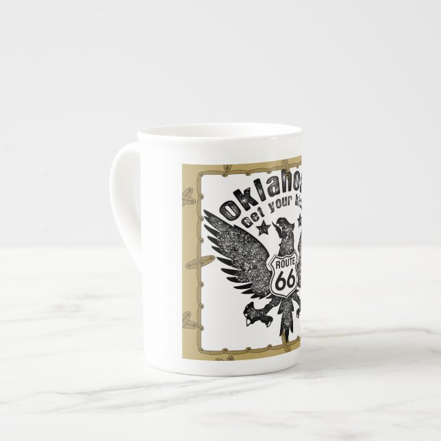 Oklahoma Get Your Kicks Route 66 Bone China Mug (Front Left)