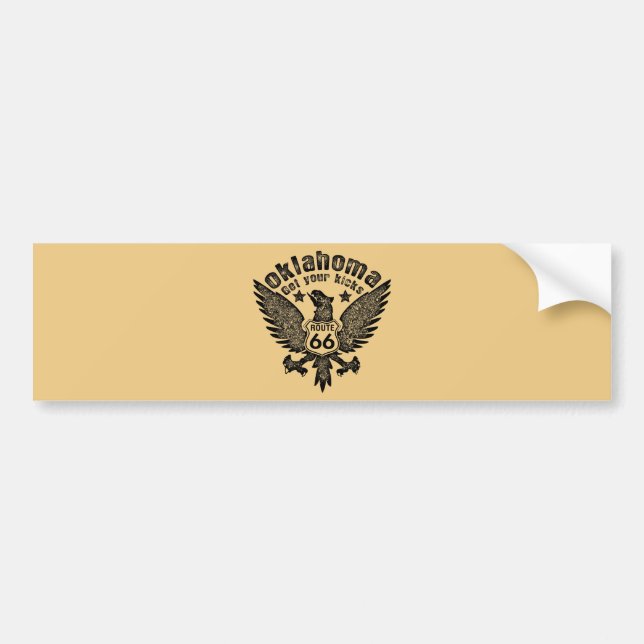 Oklahoma Get Your Kicks Route 66 Bumper Sticker (Front)