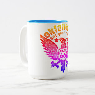 Oklahoma Get Your Kicks Rte 66 with Ipanema Filter Two-Tone Coffee Mug
