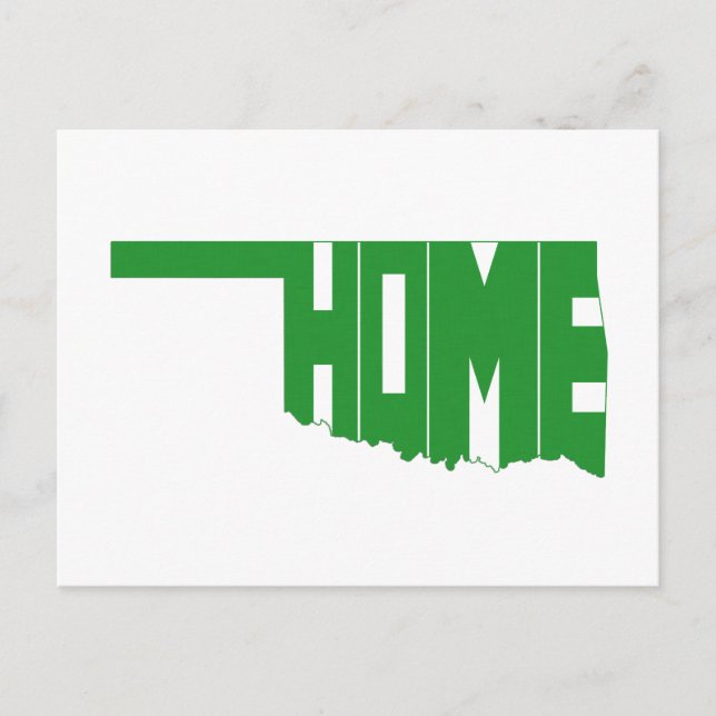 Oklahoma Green Home State Map Shaped Word Art Postcard (Front)