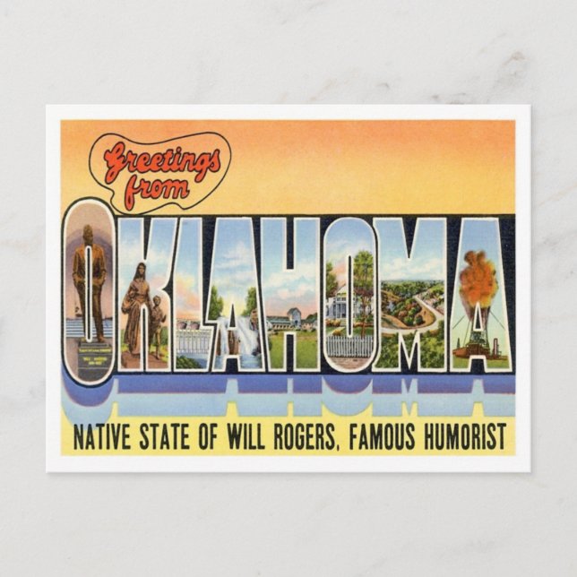 Oklahoma Greetings From US States Postcard (Front)