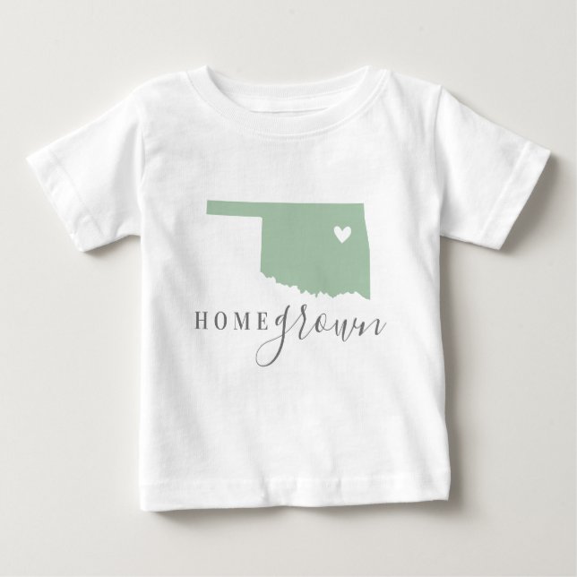 Oklahoma Home Grown | Editable Colours State Map Baby T-Shirt (Front)