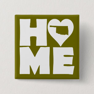 Oklahoma Home Heart State Button Badge Pin