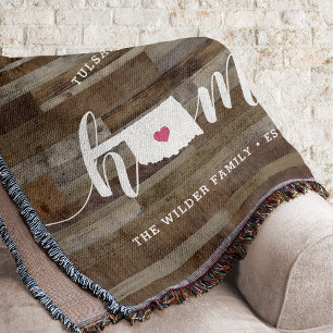 Oklahoma Home State Personalised Wood Look Throw Blanket