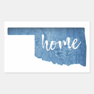 Oklahoma Home Wood Grain Rectangular Sticker
