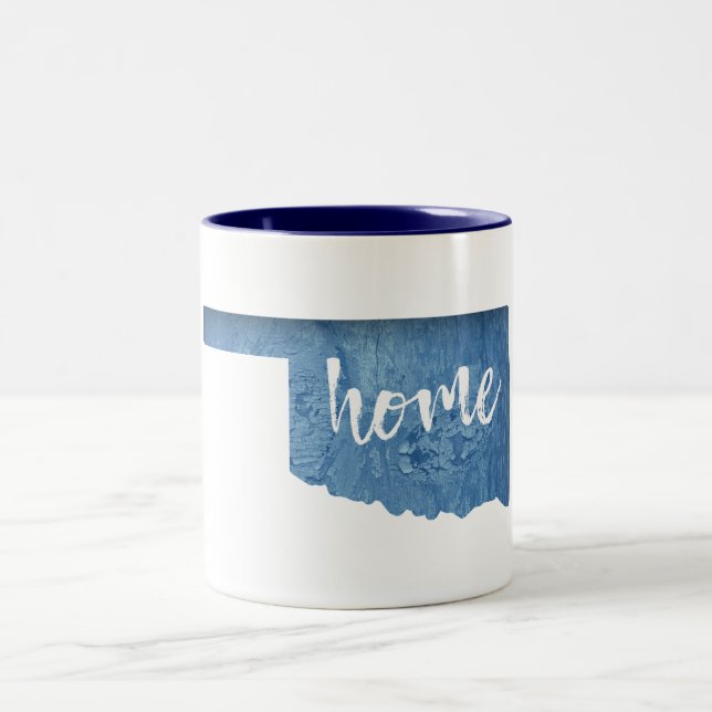 Oklahoma Home Wood Grain Two-Tone Coffee Mug (Center)