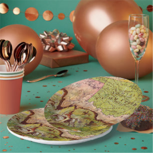 Oklahoma Indian Territory Pictorial Vintage Map Paper Plate