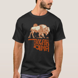 Oklahoma Map Bison Buffalo Oklahoma Souvenir Vinta T-Shirt