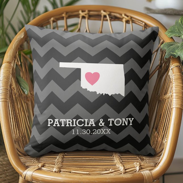Oklahoma Map Home State Love with Optional Heart Cushion (Custom Pillow)