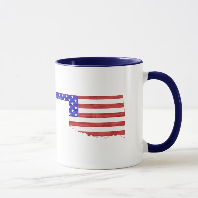 Oklahoma Map Shaped American Flag Patriotic Mug (Right)