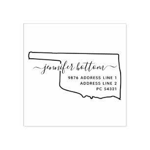 Oklahoma Map Signature Rubber Stamp
