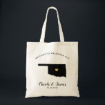 Oklahoma Map Wedding Welcome Bag Tote Black, Gold<br><div class="desc">Wedding weekend welcome gift bag for out of town guests to your wedding,  featuring image of Oklahoma,  with gold heart.  Fill tote with your favourite goodies.</div>