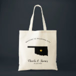 Oklahoma Map Wedding Welcome Bag Tote Black, Gold<br><div class="desc">Wedding weekend welcome gift bag for out of town guests to your wedding,  featuring image of Oklahoma,  with gold heart.  Fill tote with your favourite goodies.</div>