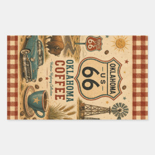 Oklahoma Mother Road Coffee Decal Art Rectangular Sticker