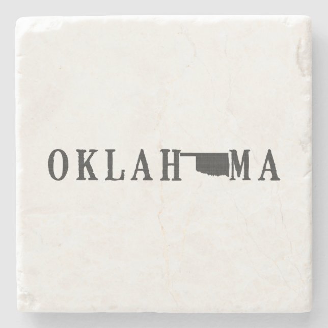 Oklahoma Name with State Shaped Letter Word Art Stone Coaster (Front)