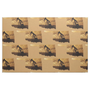 Oklahoma Oil Pump Jack  Print Fabric
