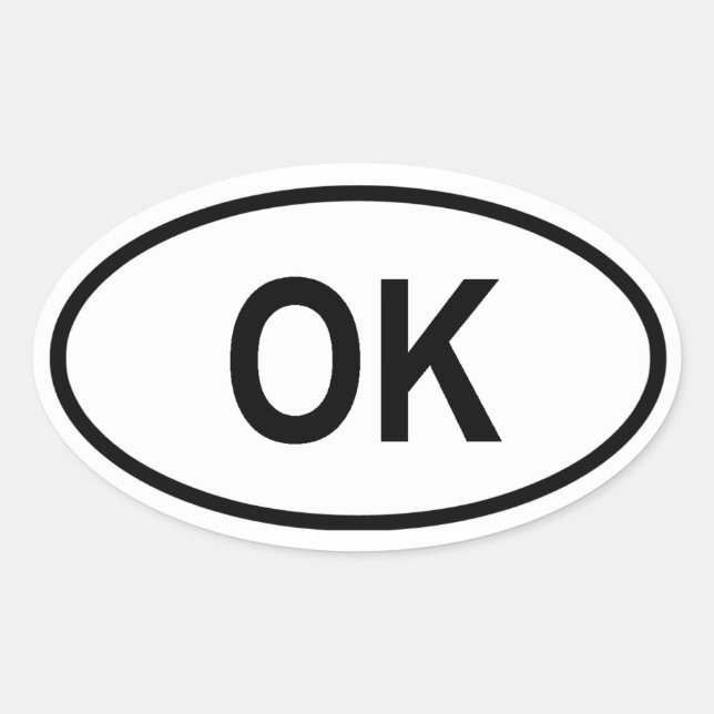 Oklahoma "OK" Oval Sticker (Front)
