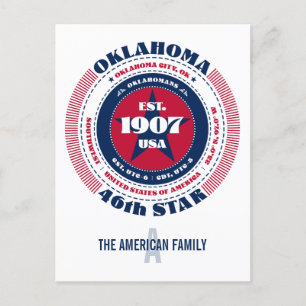 Oklahoma, Oklahoma City, OK, Patriotic, Monogram Postcard