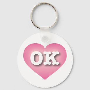 Oklahoma Pink Fade Heart - I love OK Key Ring